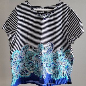 Alfred Dunner| Striped Beaded Paisley Top